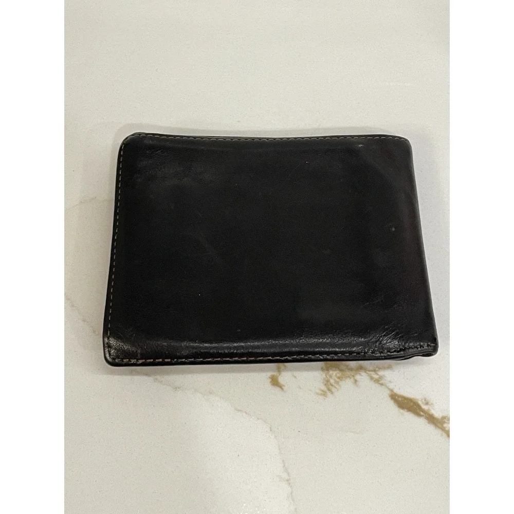 Vintage Gary's Brown Leather Wallet Bifold‎ Card Slots ID Window Bills Pocket